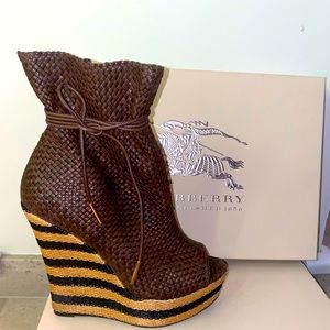 Burberry Wedge Peep Toe Pump